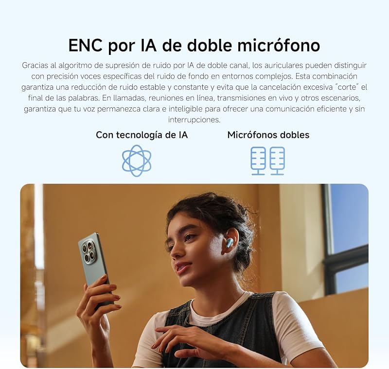 REDMI Buds 8 Lite – Auscultadores intra-auriculares Bluetooth sem fios com ANC 42 dB, driver de 12,4 mm, graves intensos, até 36 horas de autonomia, 5 definições de equalização e Bluetooth 5.4. Branco