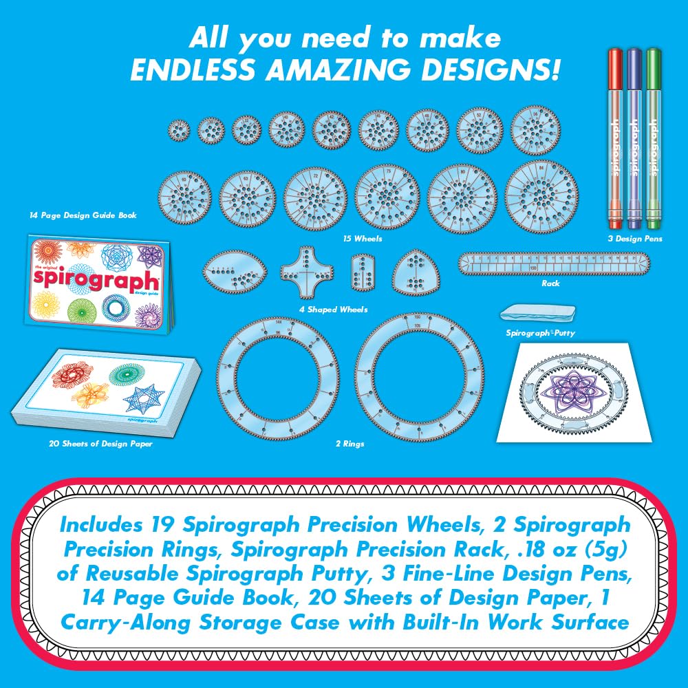 Spirograph Deluxe Set — Spiral Art Drawing Kit — The Classic Way to Make Countless Amazing Designs — For Kids Ages 8+