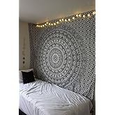 RAJRANG Mandala Wall Hanging Tapestry Black and White Elephant Hippie Beach Throw College Dorm Decor Bohemian Boho Bedsheet f