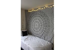 RAJRANG Indian Mandala Tapestry Wall Hanging Black and White Elephant Hippy Tapestries Twin Hippie Beach Throw College Dorm Decor Bohemian Boho Bedsheet - 84x54 Inches
