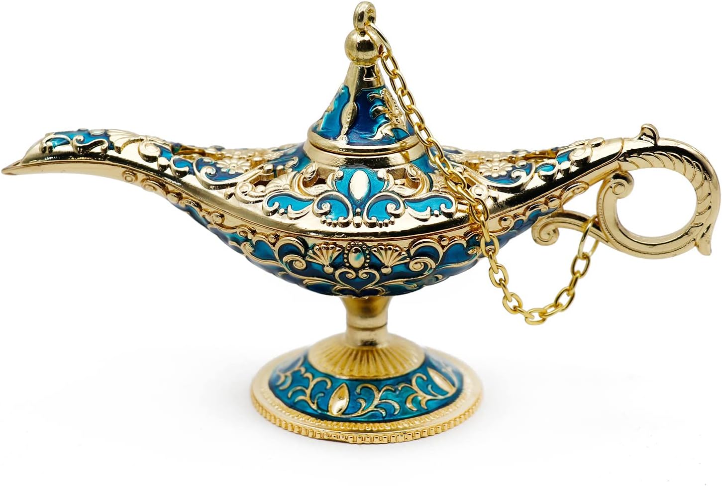 Oil Lamps & Accessories - Hsiwto Aladdin Magic Genie Lamps - Classic Vintage Legend Magic Genie Light Costume Lamp for Home Wedding Table Decoration, Small Size, Gold&Blue