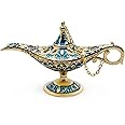 Hsiwto Aladdin Magic Genie Lamps - Classic Vintage Legend Magic Genie Light Costume Lamp for Home Wedding Table Decoration, Small Size, Gold&Blue