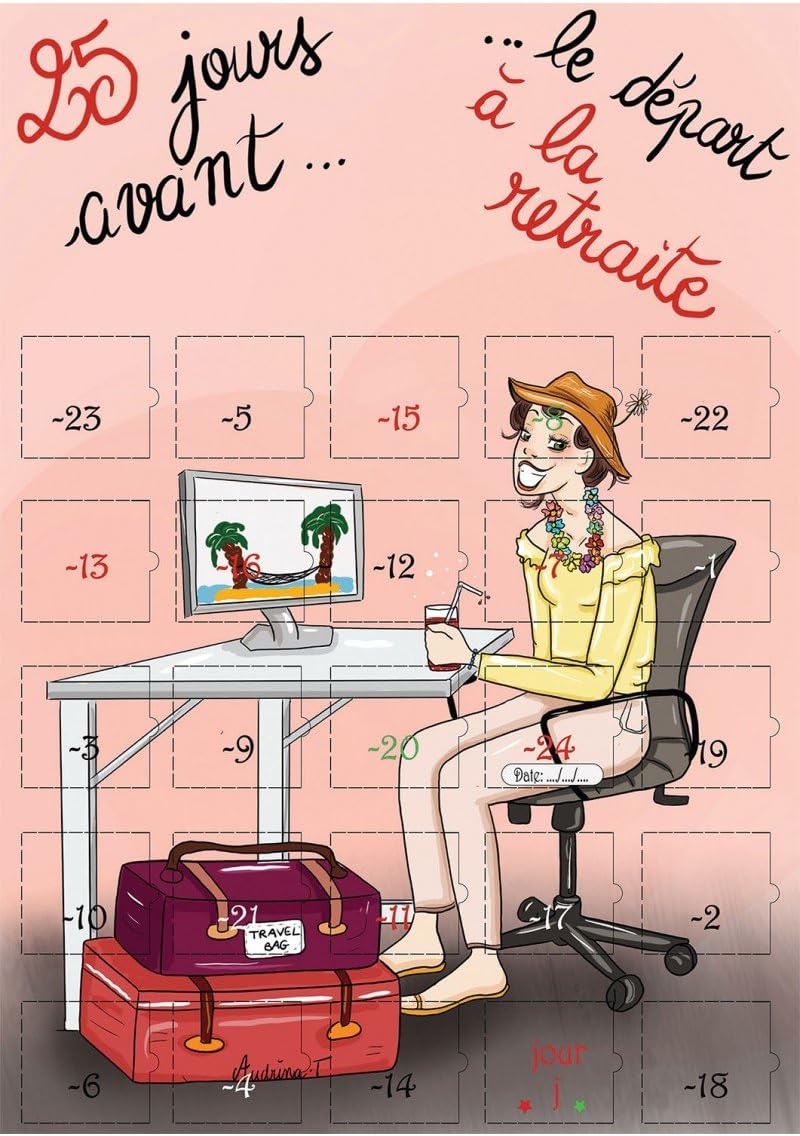 Calendrier Vignettes De L Avent Depart En Retraite Humoristique Amazon Fr Fournitures De Bureau