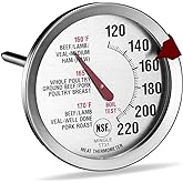 SINARDO Meat Thermometer for Oven T731, BBQ Thermometer, Oven Safe, Large 2.5-Inch Easy-Read Face, Stainless Steel Stem and H