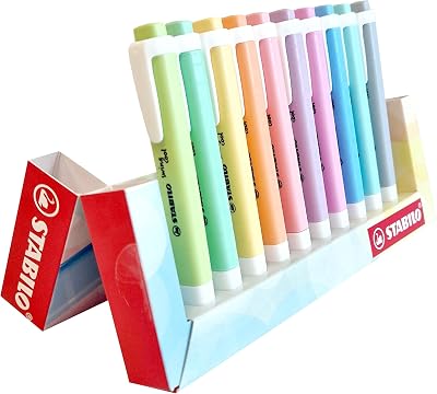 STABILO swing cool Pastel Highlighter Deskset 10 Assorted Colours