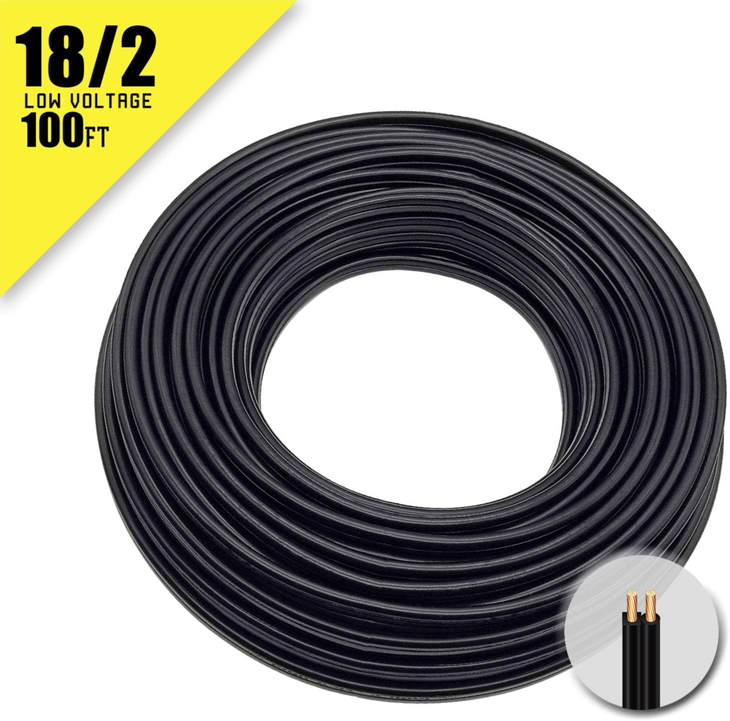 Extension Electrical Wire18/2 SPT-2 Bulk Lamp Cord, 300-Volt 18-Gauge, 100-feet Spool, Black…