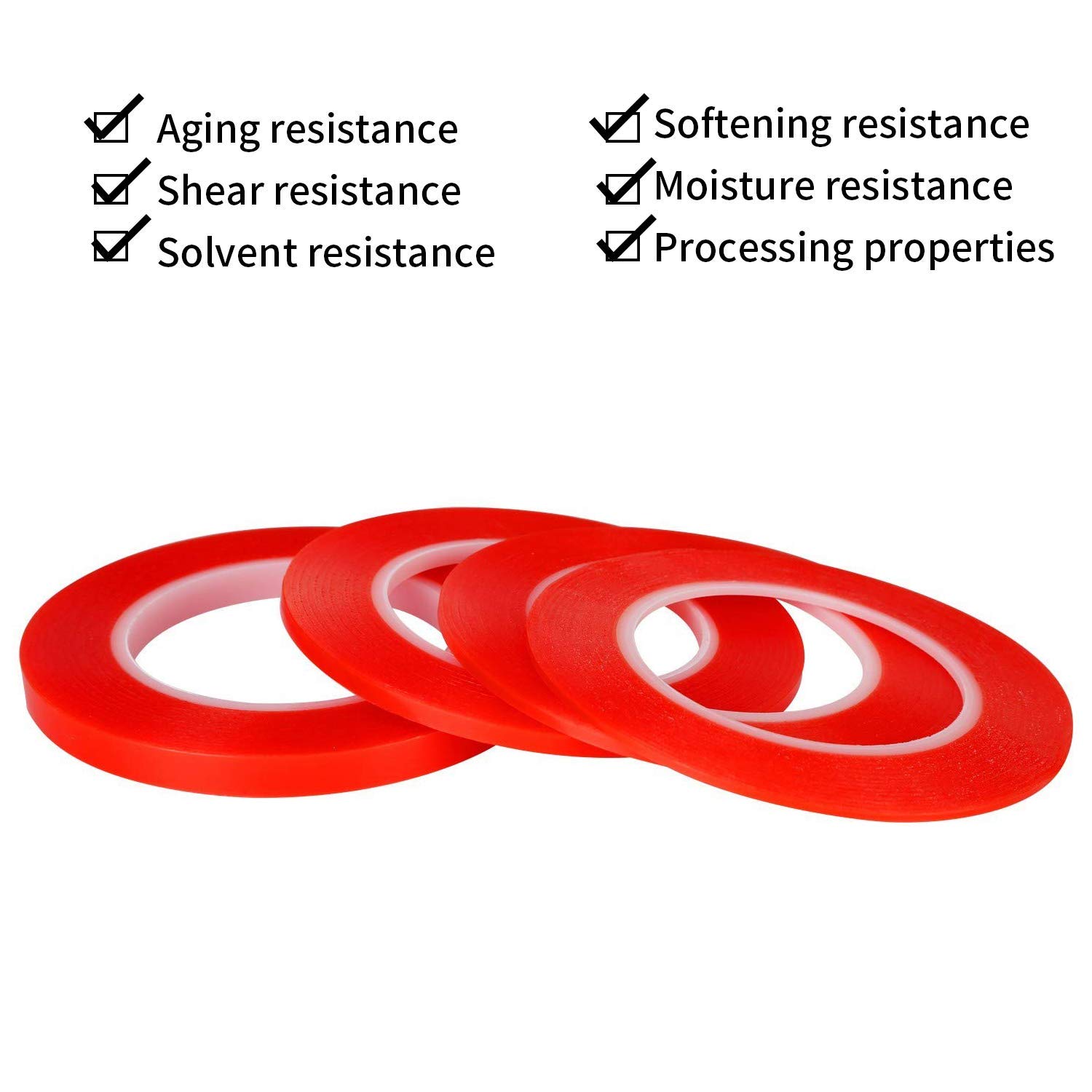 Kaisiking 2mm / 3mm / 5mm / 10mm x 25M Clear Heat Resistant Double Sided Tape Strong Adhesive Tape for Cell Phone, iPhone iPad, iMac, Electronic LCD Touch Screen Repair