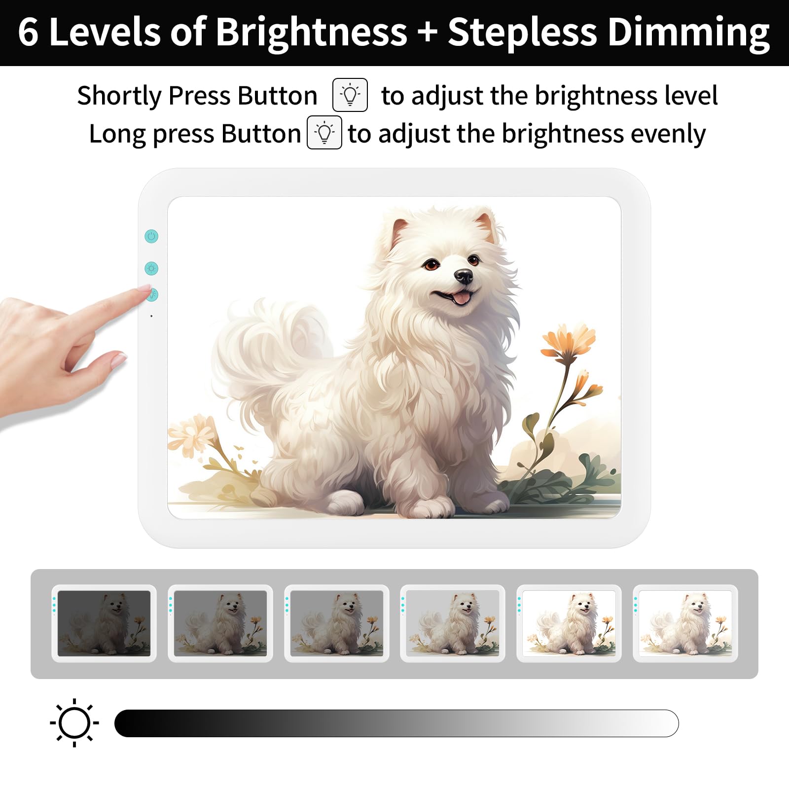 A4 Rechargeable Led Super Bright Light Pad Powered by 3500mAh Lithium Battery for Cricut Weeding Vinyl Tool, Portable Wireless Light Board/Box for Tracing, Diamond Painting, Sketching & Drawing
