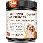 ZEBORA Probiotics for Dogs, Dog Probiotics, for Digestive Health, Plus Pumpkin and Fish Oil, for Gut & Itchy, 180 Soft Chews