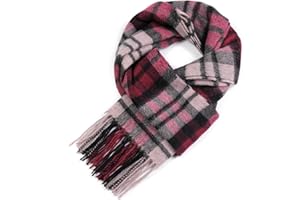 WAMSOFT Wool Winter scarf Plaid scarf Soft Warm Tartan checkered Striped Fashion Scarf Classic for Women Men Scarves