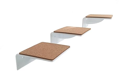 trelixx 3er Set Katzentreppe klein ! weiß, gelaserte Kanten, EIN Muss für jeden Katzenfan - Stufengröße: 14 x 15 cm
