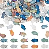 SUNNYCLUE 1 Box 100Pcs 10 Colors Electroplate Glass Beads Fish Bead Carved Summer Colorful Cute Fishbowl Sea Ocean Animal Bead for Crafts DIY Jewelry Keychain Bracelet Necklace Making Bead Assortments