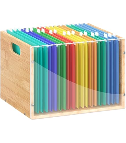Amazon.com: Yalikop Rustic Brown Wood File Box Organizer, Hanging