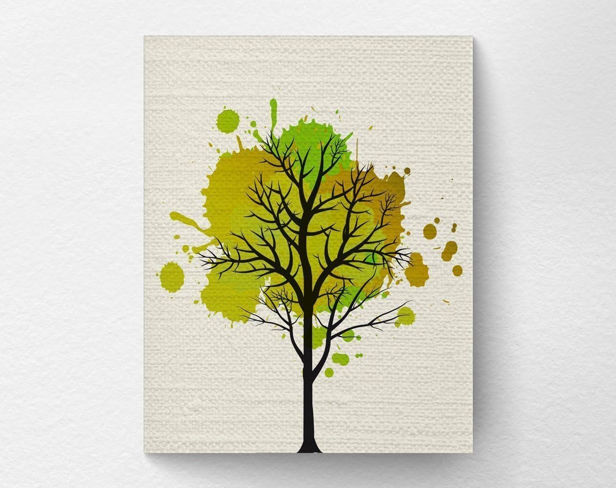 Modern Fine Art Print Home Decor, Green Tree Wall Art Print, Watercolor Nature Art Print, Living Room Wall Art, Nursery Decor