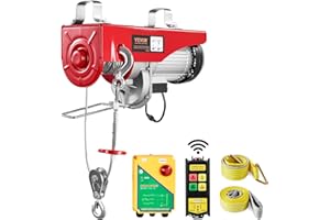 VEVOR Electric Hoist, 2200 lbs Lifting Capacity, 1600W 110V Electric Steel Wire Winch with Wireless Remote Control, 40ft Single Cable Lifting Height & Pure Copper Motor, for Garage Warehouse Factory