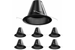 Anyhome 6 Pack Can Light Baffle,6 Inch Recessed Lighting Covers,Recessed Can Trim Anti-Glare,All Metal Material,Black