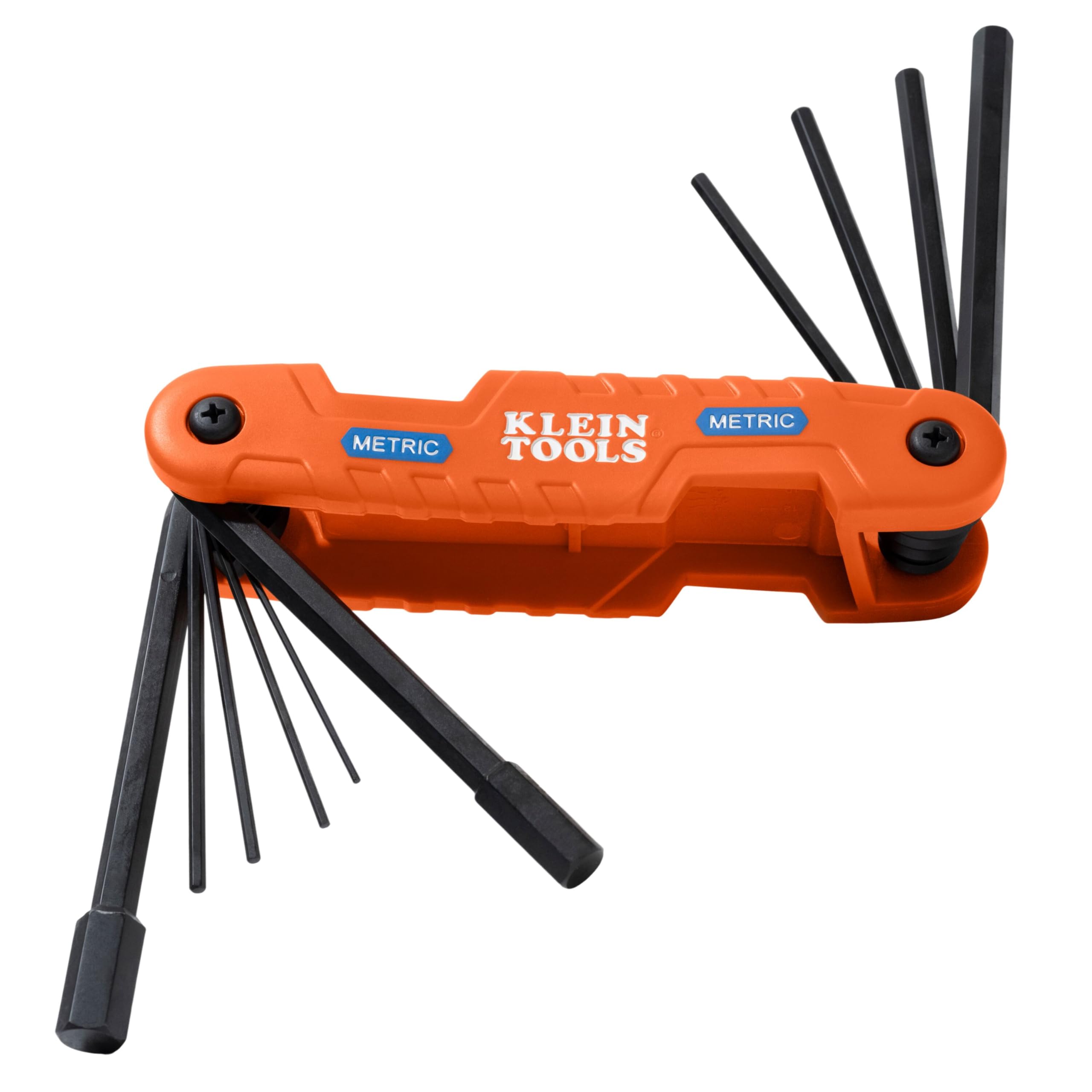KLEIN TOOLS 70550M Pro Folding Hex Key Set, 10-Key Metric Sizes 1.5mm to 12mm, Industrial Strength Heat Treated Alloy Steel