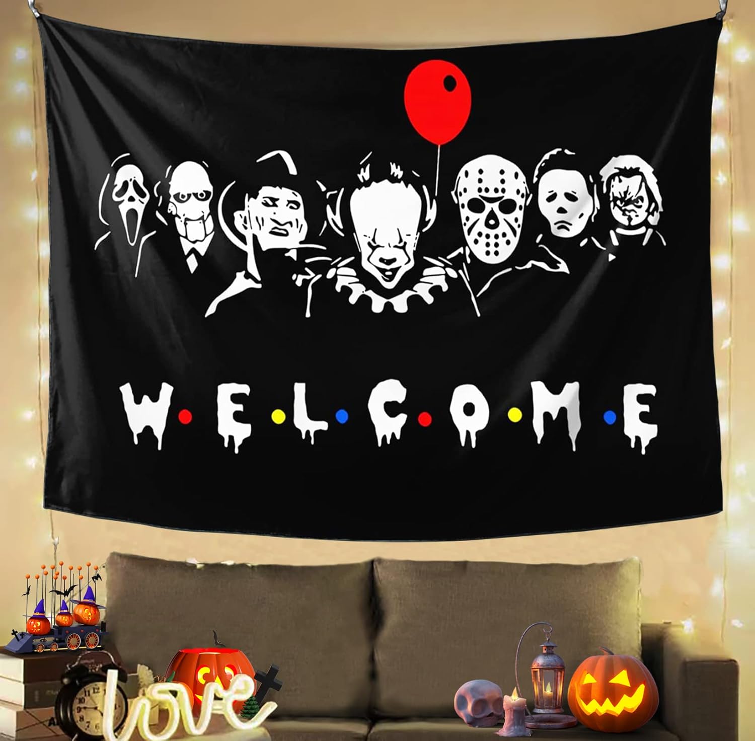 Tapestries - Comott Halloween Tapestry Poster Wall Hanging Horror Movie Tapestry For Living Room Bedroom Home Decor Tapestries Wall Blanket ​60 X 51in