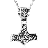 shajwo Mjolnir Thors Hammer Urn Necklace for Ashes for Men Celtic Nordic Viking Cremation Jewelry for Women Keepsake Memorial Ashes Pendant