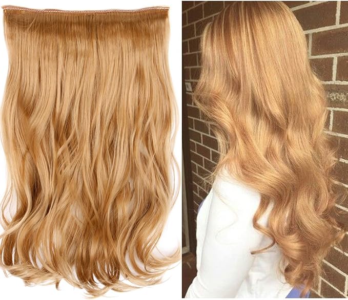 Creamily 15" Strawberry Blonde Long Wavy Curly Wire Hair Extensions