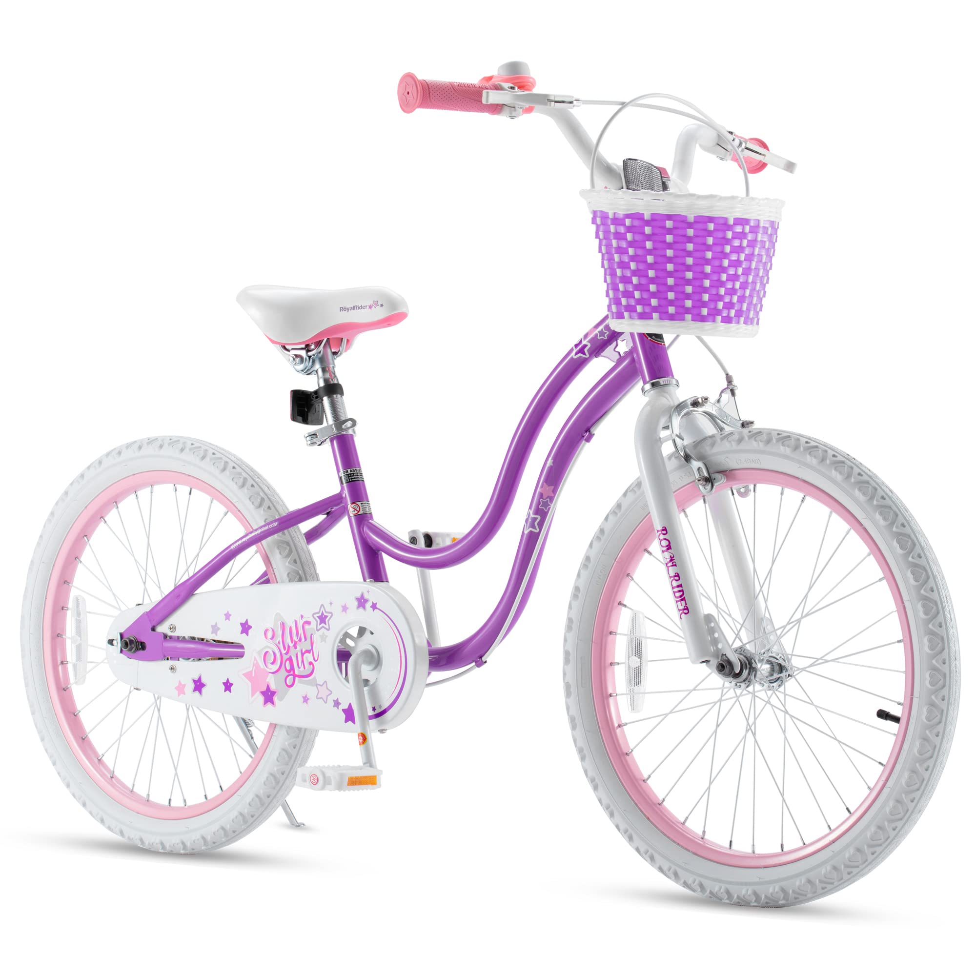 RoyalBaby Girls Bike with Training Wheels and Dual Handbrake, Stargirl Kids Bicycle 20 Inch Toddlers to Big Kids 7-13 Years, Lavender Image