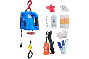 Bigorenda 3-in-1 Electric Hoist Winch,1100lb Capacity, Portable Electric Power Winch with Wire Wireless Remote Control,110V Electric Hoist Crane,26FT Lifting Height,for Warehouse,Garage,Lifting Towing