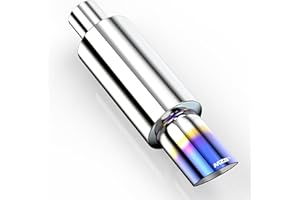 MZS Exhaust Muffler, Straight Through Stainless Steel Exhaust Tip 15" Length 2" Inlet 3" Outlet Universal for Car Sedan SUV Truck Vehicles - Titanium Burnt Tip