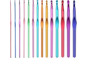 HEYLEAYAR 14PCS Aluminum Crochet Hooks Set,Crochet Handles Engraved Number Size 2MM-10MM,Crochet Needles for Knitting Craft Yarn Contribute to Beginners
