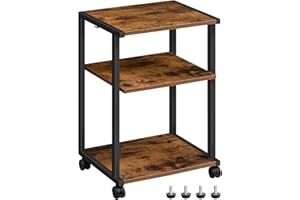 HOOBRO Mobile Printer Stand, 3-Tier Printer Cart Under Desk with Storage, Industrial Adjustable Rolling Cart, Sturdy Little Table on Wheels for Home Office BF28PS01