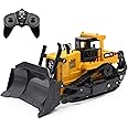 Dollox Remote Control Bulldozer 1/16 RC Front Loader Tractor Toy 2.4Ghz Construction Vehicles Dozer for Boys Adults, 11 Channel Track Cars with Light & Sound for Kids