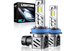 RCJ H11/H8/H9 Fog Bulbs, 1:1 Size 35000LM Brighter 6000K Cool White with 13000RPM Fan, Plug-N-Play, Pack of 2