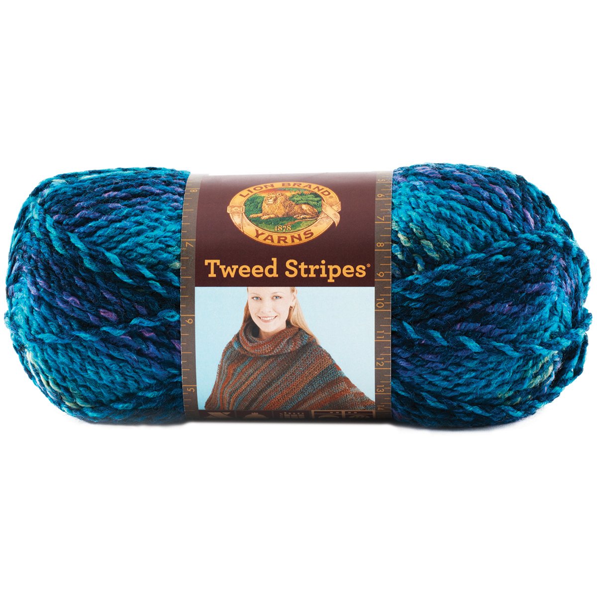 Lion Brand Yarn 753205S Tweed Stripes Yarn, Caribbean