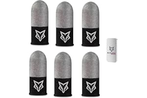 Sarafox V8 Silver Fiber Gamer Finger Sleeves - 6 Pack for High-Sensitivity Mobile Gaming