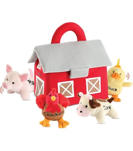 Giocattolo Peluche Unipak Designs: Cavallo Rosso Con Casa Fienile, 7166HO, Per Bambini 3+ - Foto 2
