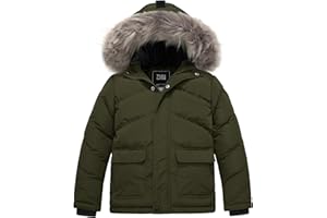 ZSHOW Boys' Winter Coat Warm Thick Padded Puffer Jacket with Removable Faux Fur