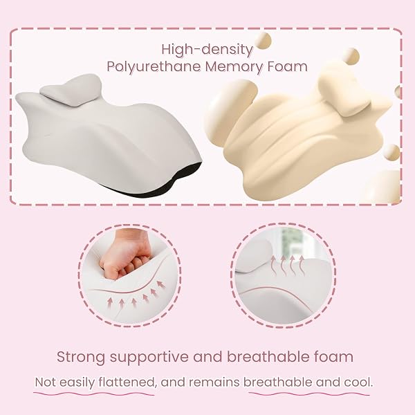 MEMORY FOAM ERGONOMIC WEDGE PRONE PILLOW, BED PILLOW FOR SITTING UP, BACK, NECK, AND LEG PAIN RELIEF, ANTI SNORING, IDEAL FOR MASSAGE, READING, SLEEPING, WITH REMOVABLE WASHABLE COVER (PINK)