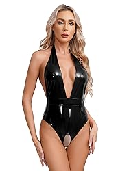 YiZYiF Women's Sleeveless Wet Look Glossy Patent
