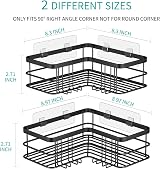 Yazoni Corner Shower Caddy No Drilling Adhesive Shelf 2 Pack Black view 2
