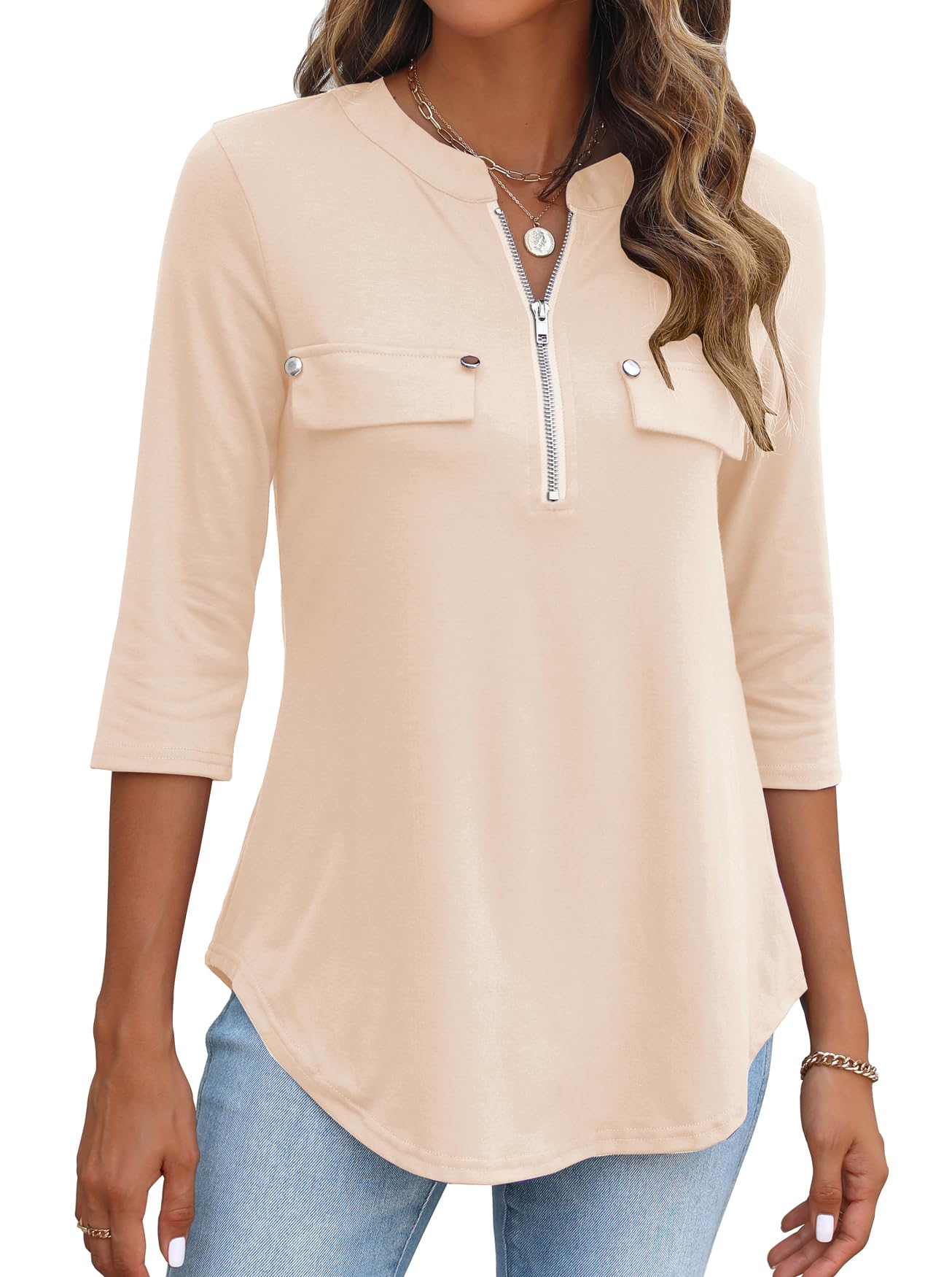 Halife 3/4 Length Sleeve Womens Tops Dressy Work