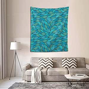 KASMILN Tapiz de Regalo,Diseño de Onda Abstracta Océano temático Patrón