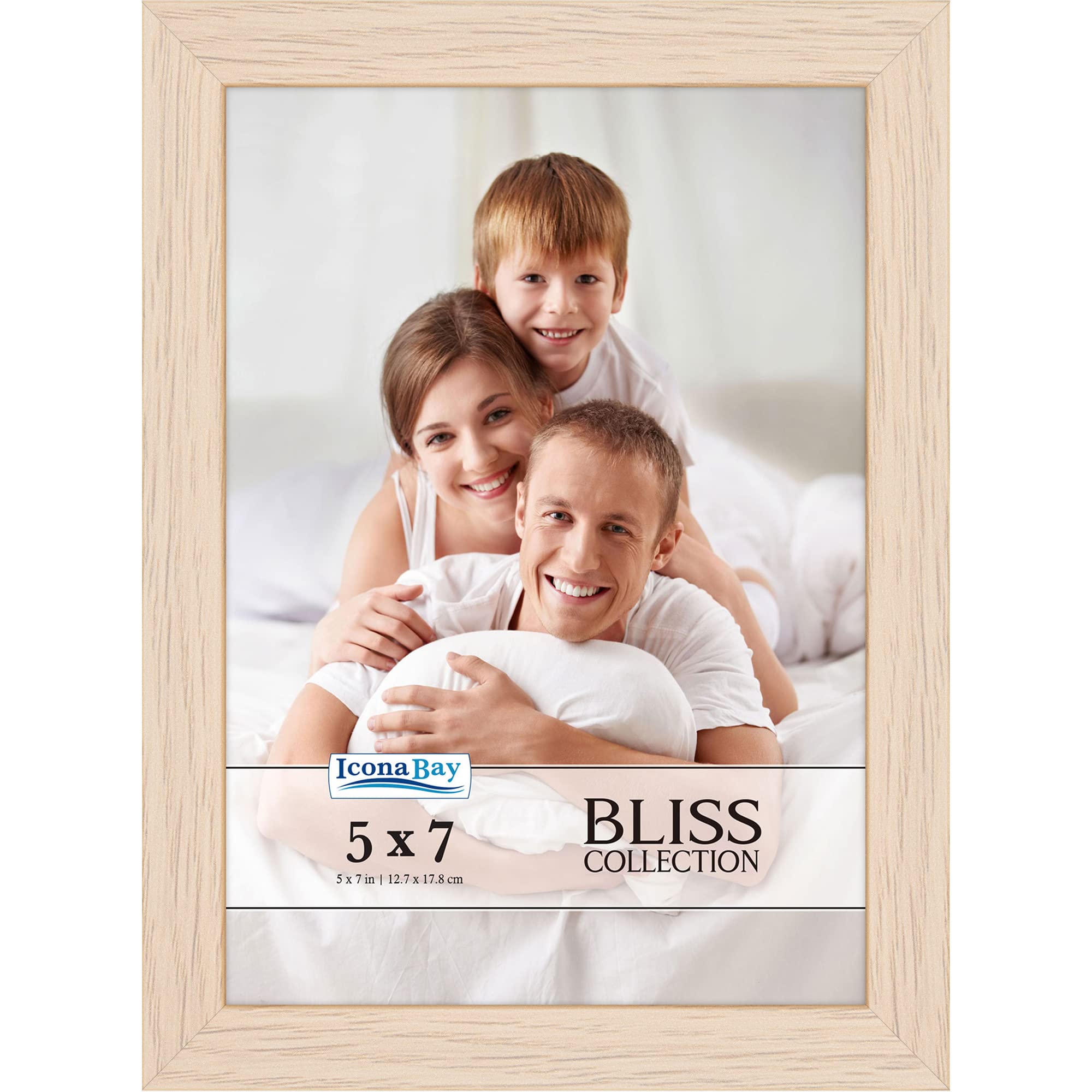 Photo 1 of Icona Bay - 5x7 Light Oak Picture Frame - Modern Style Engineered Wood Frame - Table Top or Wall Mount - Bliss Collection