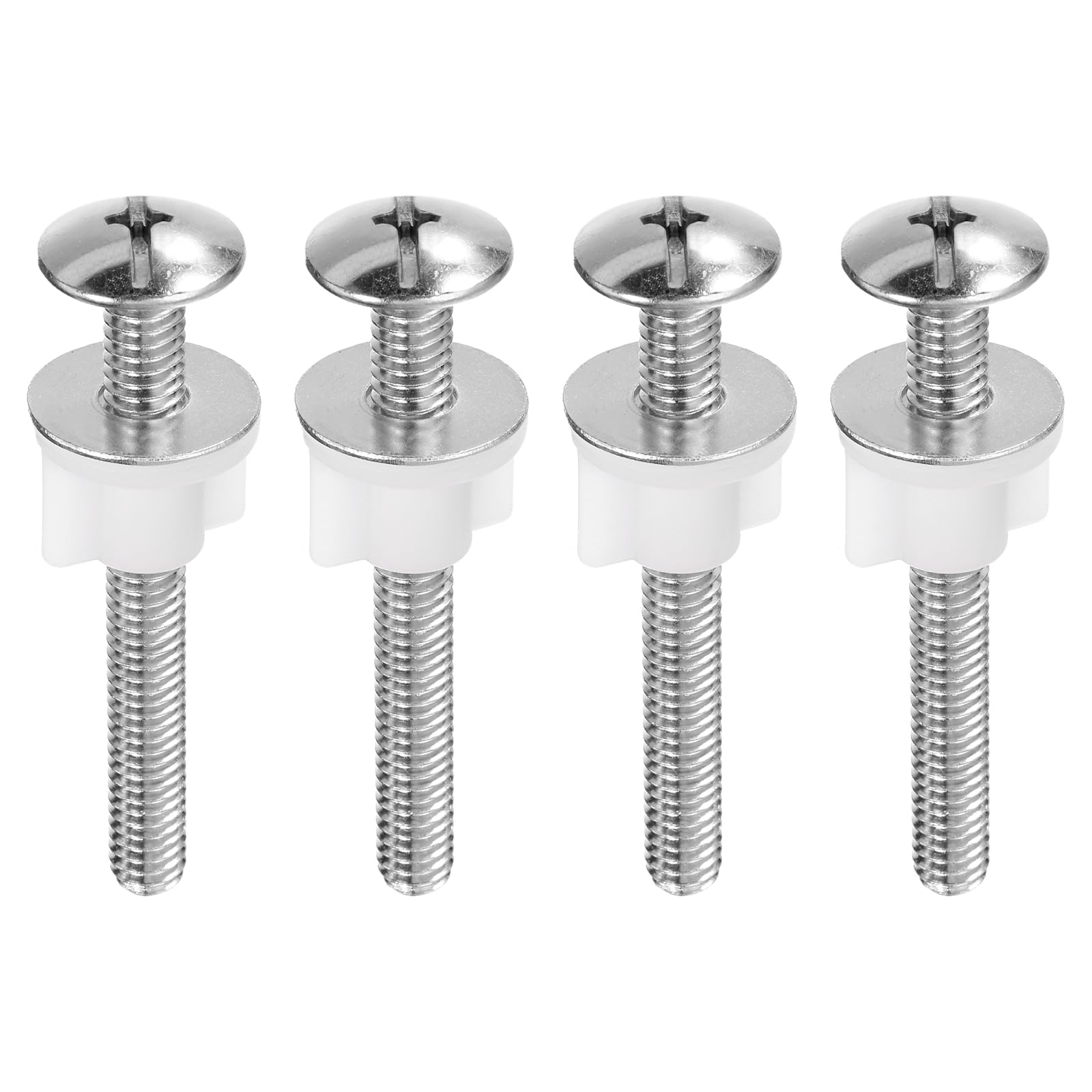 uxcell 4Pcs Toilet Seat Screws, Hinge Bolt Screws Toilet Seat Fixings with Plastic Nuts and Metal Washers for Top Mounting Toilet Seat Hinges Toilet Seat Replacement Parts Kit, Silver