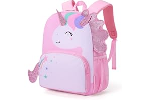 mommore Kids Backpack Cute 3D Large Toddler Backpack for Girls Pink Unicorn Child Preschool Kindergarten Book Bag Age 3-6 Water-Resistant with Chest Buckle and Adjustable Strap