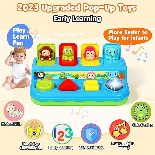 Baby Toys 6-18 Months, Music Light Pop Up Toys for Toddlers 1-3