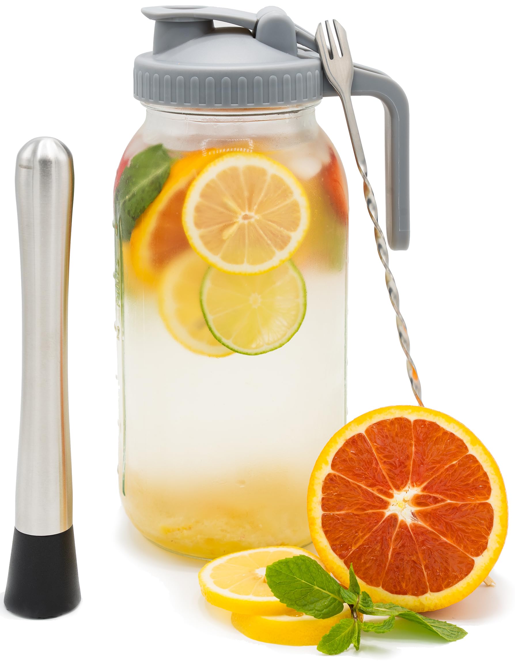 Mua Klean Lyfe Glass Mason Jar Pitcher with Lid 64oz/2 Quart Glass