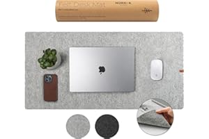 NORDIK BY DESIGN Nordik Large Felt Desk Mat - Marle - 35 x 17 inch - Full Desk Keyboard Mat - Computer Desk Mat for Keyboard and Mouse Pad - Desktop Mat - Large Desk Mat - Felt Desk Pad