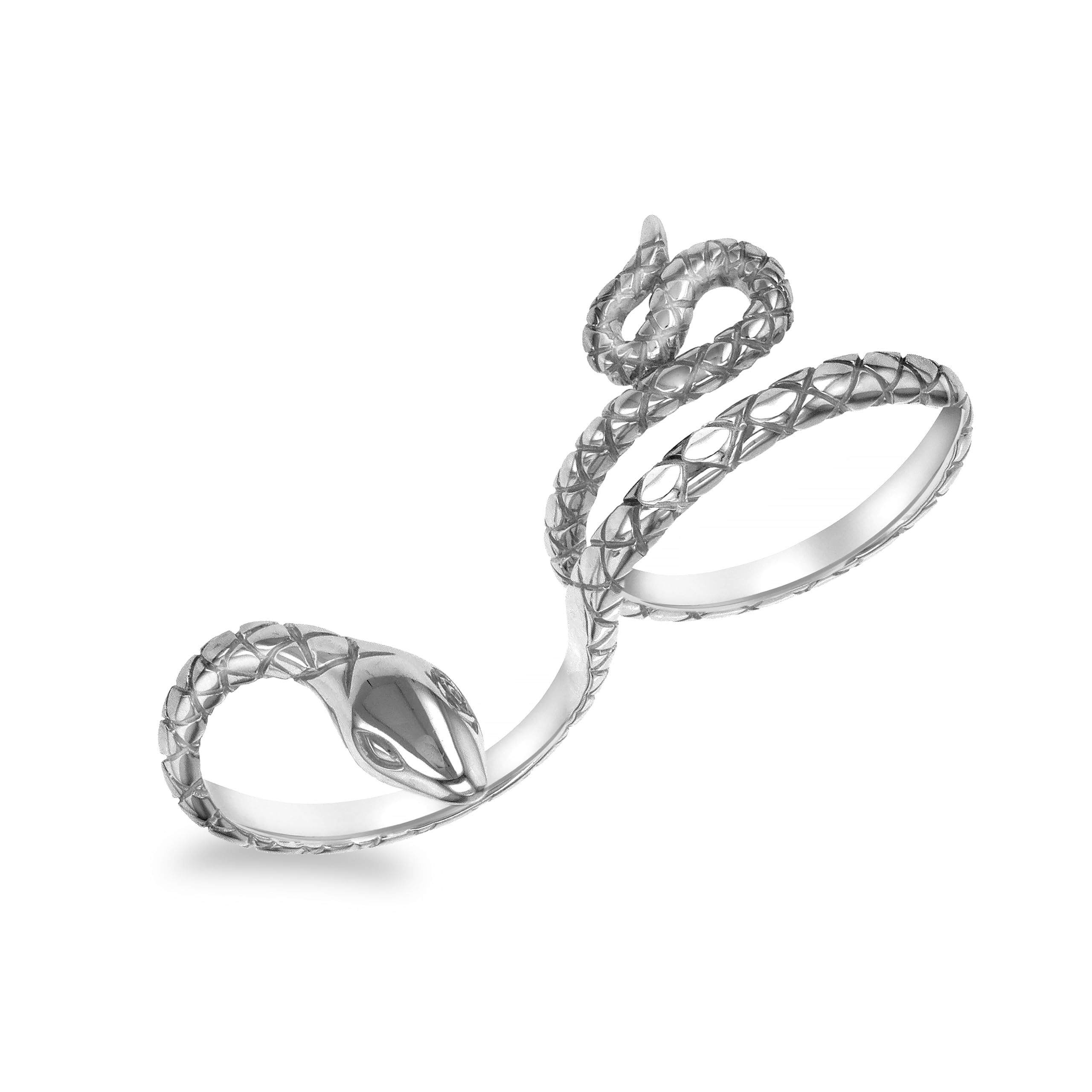 Tuscany Silver Women's Sterling Silver Rhodium Plated Double Snake Ring - Size N