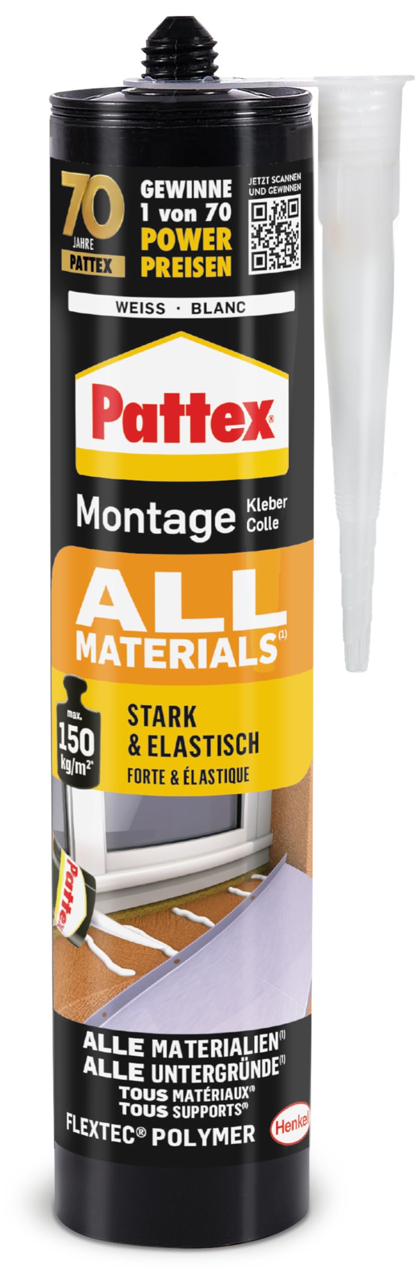 Pattex 1828610 "All Materials" Mounting Glue, White, 450 g