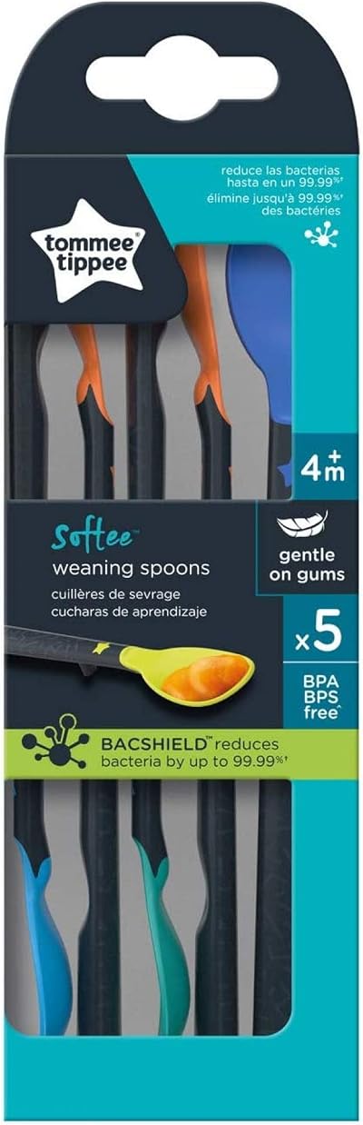 Tommee Tippee Softee Weaning Spoons 4m+ 5 Pack Long Non-Slip Handles