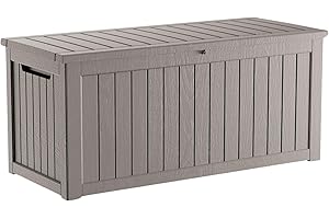 Yardgrace 270 Gallon Waterproof Deck Box, Lockable Resin Storage Box for Patio Furniture Cushions Garden Tools and Outdoor Delivery Storage, Coffee